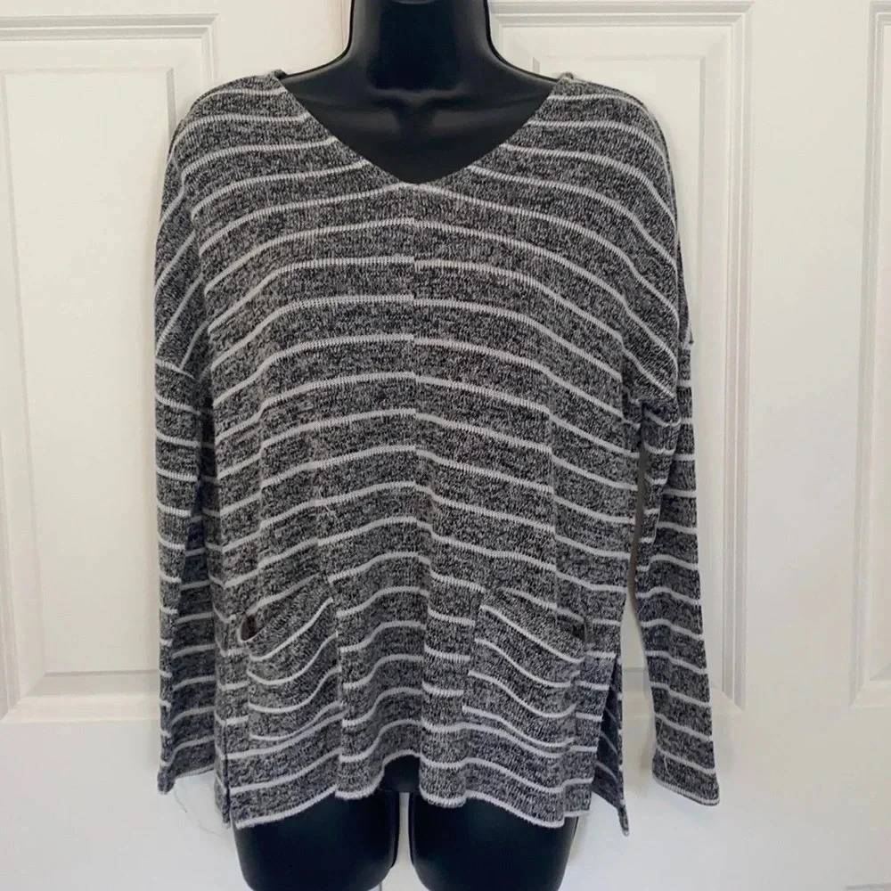 Garage black and white horizontal striped sweater size XS